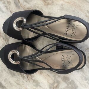 Impo wedge sandal black size 9m.
